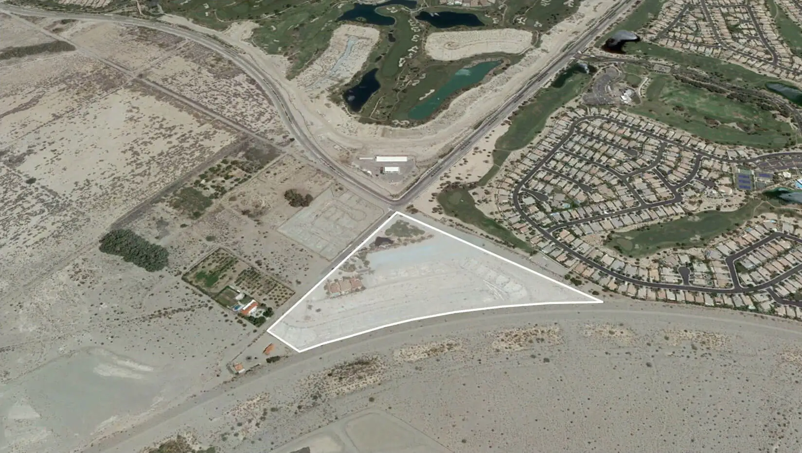 Aerial image of an outlined plot of land Coral Mountain, CA