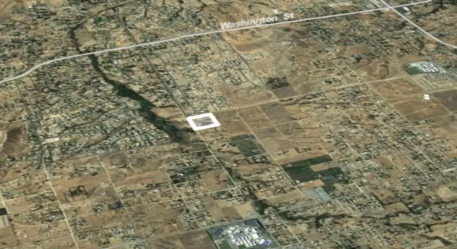 Aerial image of an outlined plot of land in Woodcrest, Riverside County, CA